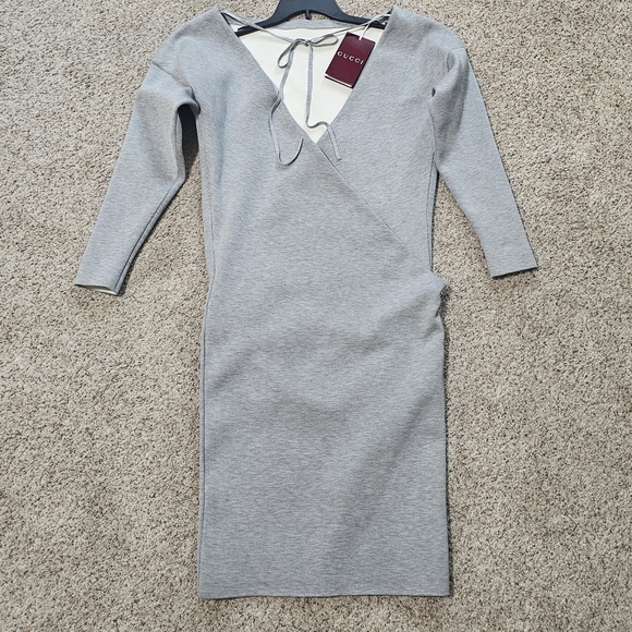 Gucci Wool-Blend Gray Stretch Dress Size S NWT - Picture 5 of 16